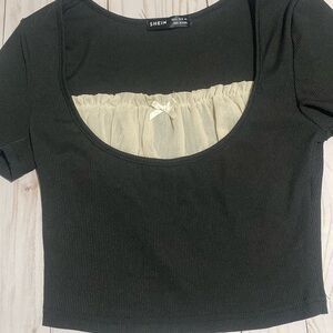 black | cropped shirt | the white part is a little see through